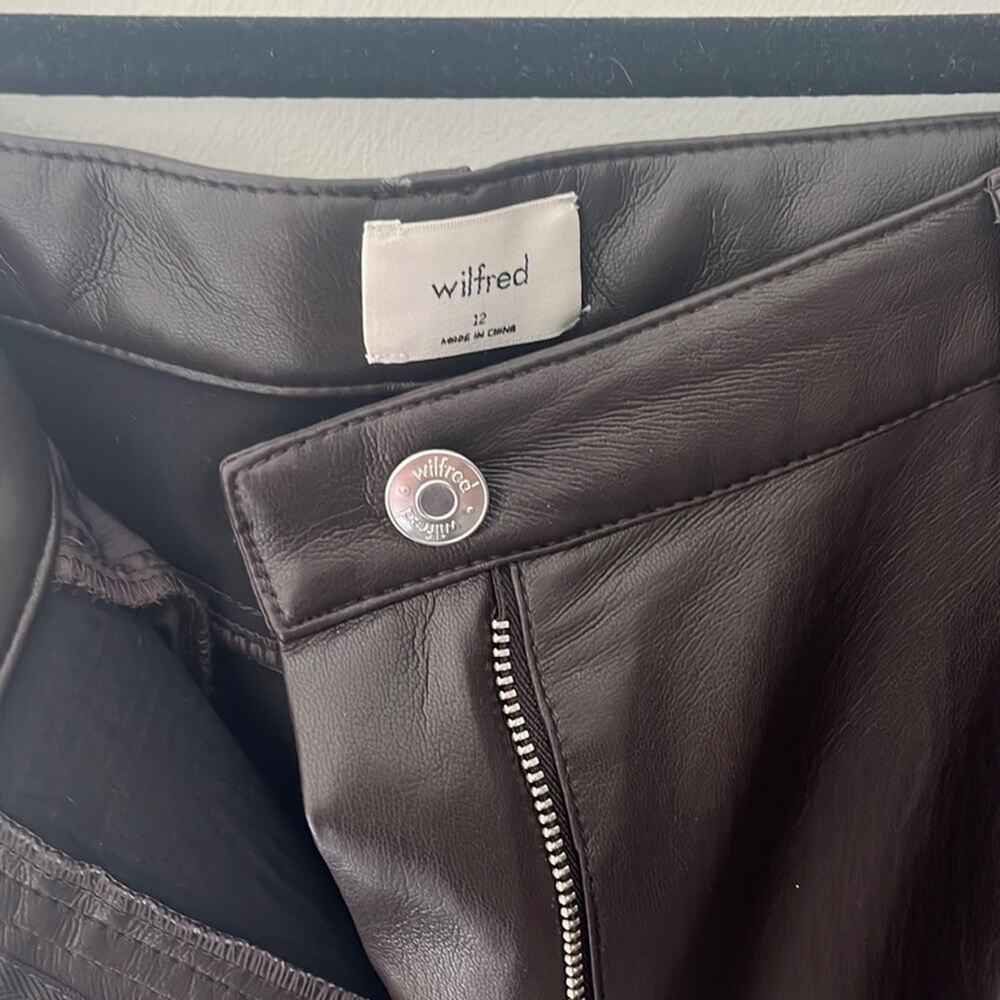 Wilfred Melina Cropped Faux Leather Pants Rich Mocha Size 12 - Picture 4 of 13
